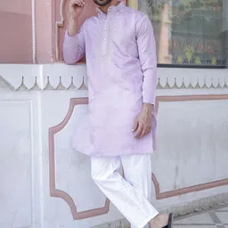 Stuffie Land Embroidered Mandarin Collar Straight Kurta with Pyjamas-image-24