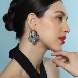SOHI Silver-Plated Puffer-Bolt Contemporary Hoop Earrings-picture-29