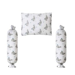 The White Cradle Pack of 3 Printed Bolster With Baby Pillow Set-18
