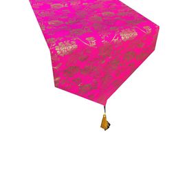 Pink Parrot Jacquard Silk Table Runner-image-88