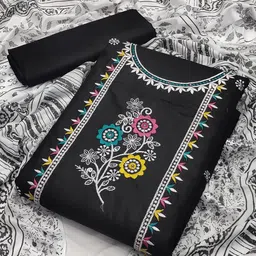 LADY SHOPI Embroidered Pure Cotton Unstitched Dress Material-image-31