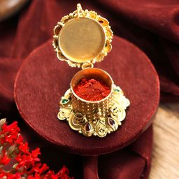 Saraf RS Jewellery Textured Ganesha Design Kumkum Box-image-37