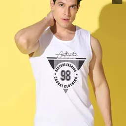 WOOSTRO Pack Of 2 Printed Combed Cotton Gym Vests VWS26(98 WHITE)(HARD OLIVE)-picture-25