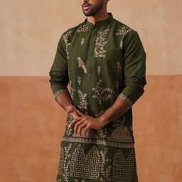 Jompers Men Floral Embroidered Chikankari Kurta-image-20
