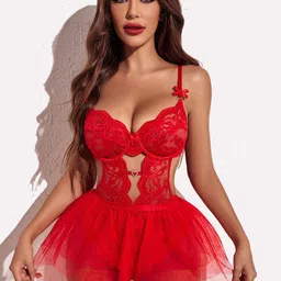 Krelin Women Tie-Ups Self Design Baby Doll-picture-23