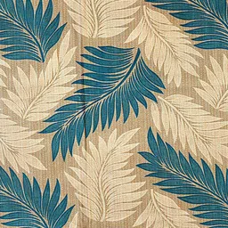 Cortina Blue & Beige Set of 2 Floral Window Curtain image 4