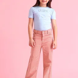 U.S. Polo Assn. Kids Girls Classic Flared Mid-Rise Stretchable Jeans-picture-0