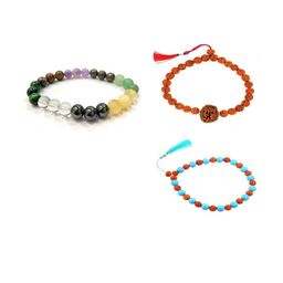 Divine souvenirs Unisex Set Of 3 Artificial Beaded Elasticated Bracelets image 1