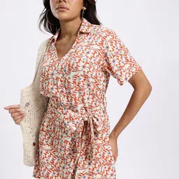glitchez Printed Seersucker Shirt-Style Dress-image-46