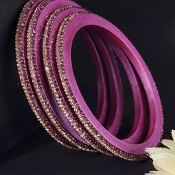 ZULKA Set Of 8 Zircon Diamond Stone-Studded Bangles image 4