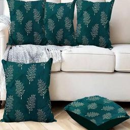 TURIYA Set of 5 Blue Velvet Square Cushion Covers-4