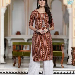 Moda Rapido Selection Of 2 Geometric Printed Round Neck Straight Kurta-image-44