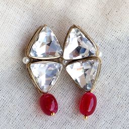 BeAbhika Gold-Plated Crystal Earrings With Pearl Center And Teardrop-50