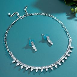 Anouk Silver-Plated American Diamond Studded Jewellery Set-image-100