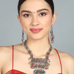 Sangria Stones Studded & Beaded Jewellery Set-25