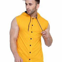 BEYOU FASHION Men Hooded Applique Slim Fit T-shirt-image-77