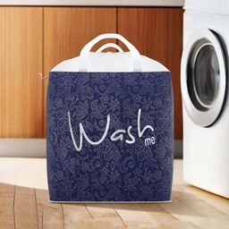 Aura Navy Blue Large Cloth Laundry Bag With Handles-image-37