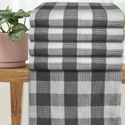 Athom Living Grey & White 5 Pieces Printed Cotton 210 GSM Bath Towel-image-31
