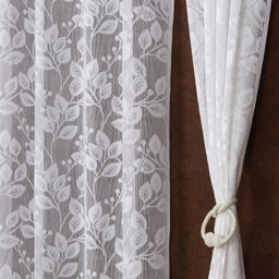 Aura Sheer Net White 2 Pieces Floral Printed Long Door Curtains-picture-32