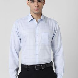 Van Heusen Checked Spread Collar Cotton Formal Shirt-image-37