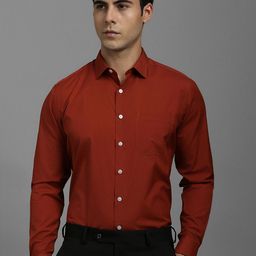 Louis Philippe Men Slim Fit Spread Collar Solid Cotton Formal Shirt-picture-1