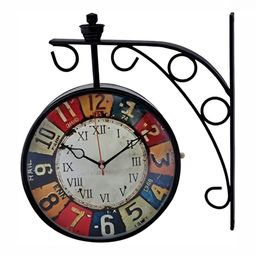 Nutts Black & Red Printed Double Sided Analogue Vintage Wall Clock-15
