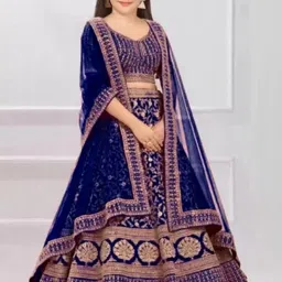 F Plus Fashion Girls Embellished Semi-Stitched Lehenga Set With Dupatta-image-37