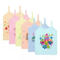 Mega style Infants Pack Of 6 Assorted Cotton Basic Vests MS-1100-P6_08-0-3M-12