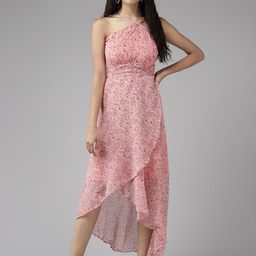 BAESD Floral Printed Shoulder Straps Georgette Wrap Midi Dress-image-93