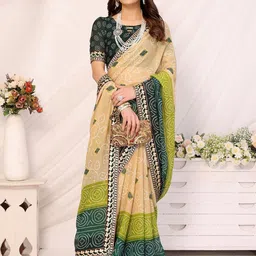 KALINI Bandhani Printed Zari Embroidered Bandhani Saree-50