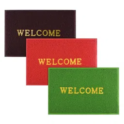 Kuber Industries 3-Pcs Green & Red Rectangular Doormats-15