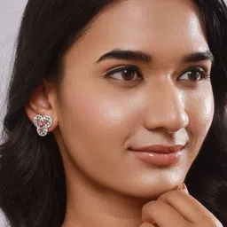 Jazz and Sizzle Silver-Plated American Diamond Studded Floral Studs image 5