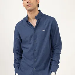 Andamen Men Premium Button-Down Collar Solid Cotton Slim Fit Casual Shirt-image-93