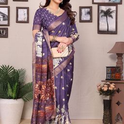 The Textile Hub Floral Printed Zari Saree-image-61