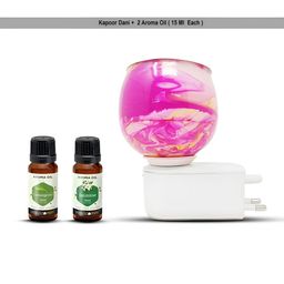 PEEPALCOMM 3Pc Pink & White Marble-Printed Electric Aroma Oil Diffuser With Scented Oils-35
