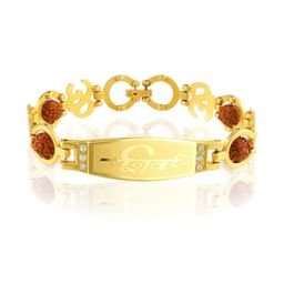 Missmister Men Goldplated Shiv Rudraksh with OM Mahadev Shanker Bangle-Style Bracelet-picture-8