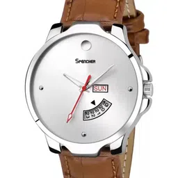 SPENCHER Men Leather Straps Analogue MultiFunction Watch SMW Moon Silver Dial DD STrap-3
