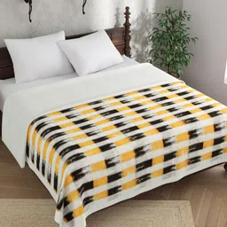 EverHOME White & Yellow Checked AC Room 150 GSM Double Bed Dohar-image-67