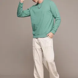 Mast & Harbour Men Solid Cotton Fleece Anti Odour Sweatshirt-image-123