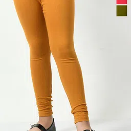 KAYU Girls Pack Of 3 Solid Ankle-Length Lenggings-picture-48