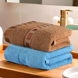 Kuber Industries Blue 2 Pieces Cotton Anti-Bacterial 225 GSM Face Towels-46