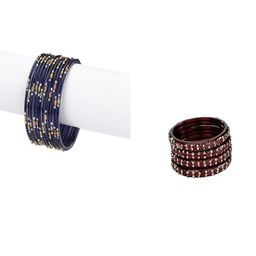 SOMIL Set of 16 Blue Alloy Artificial Stones & Beads Bangles-image-79