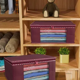 Kuber Industries Maroon 6 Pieces Checked Drawer Organiser-15