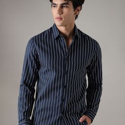 Banana Club Men Classic Slim Fit Opaque Striped Casual Shirt-image-57