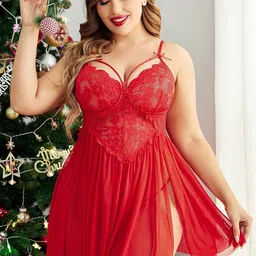 TrendVerse Women Plus size Self Design Baby Doll-picture-23