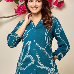 Kaftanize Women Printed Shirt Collar Tunic-picture-14