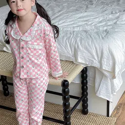 LULU & SKY Girls Checked Night suit-picture-16