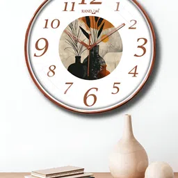 RANDOM White & Brown Printed Contemporary Round Wall Clock-image-12