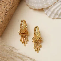 ANIKAS CREATION Korean Gold-Plated Contemporary Shaped Hoop Earrings-picture-23