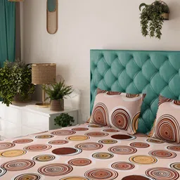 Status Beige 144TC Fitted Vibrant Printed King Bedsheet with 2 Pillow Covers- 2.2mx2.4m-image-7